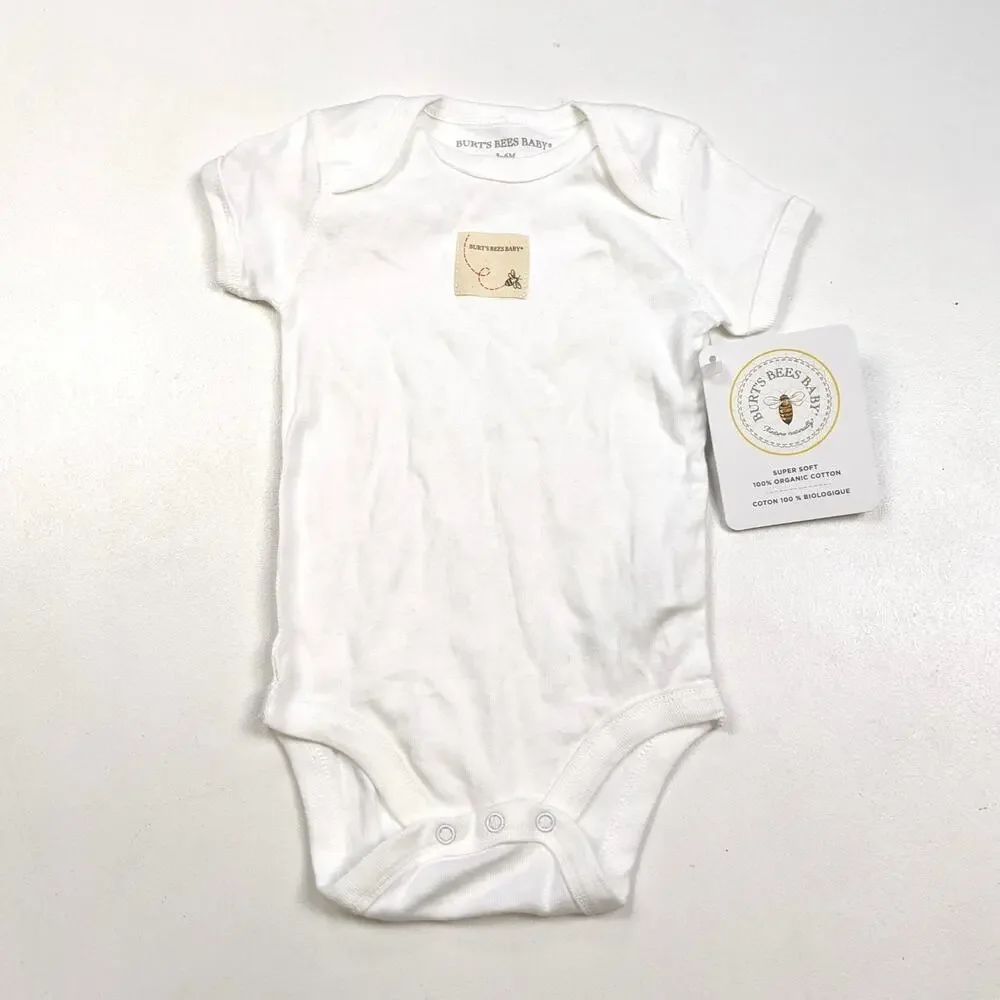 Burt's Bees Onesie Baby Sz 3-6m Logo Basic Everyday Casual Short Sleeve